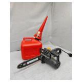 Gas can and plug in chainsaw