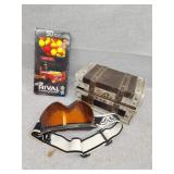 Nerf balls, goggles and small storage