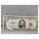 1963 Red seal $5 bill