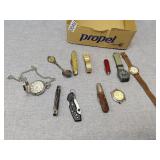 Pocket watches, wrist watches and pocket knives