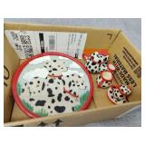 Small dog play and decorative cups all small