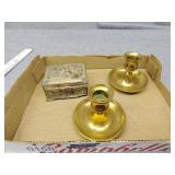 Hampton brass candle holders, jewelry box broke