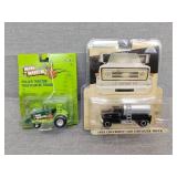 Pulling tractor and fertilizer truck toys
