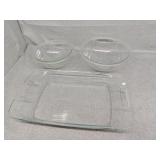Three pieces Pyrex