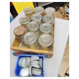 Canning jars in Wood crate