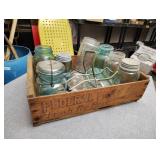 Canning jars in Wood crate