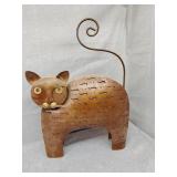 Tin cat candle holder