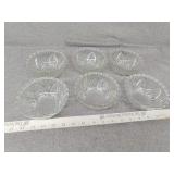 Six matching glass bowls