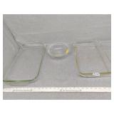 Three pieces Pyrex