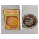 Two colored plates one Fenton one Indiana glass