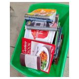 Tote of cookbooks and a guitar book