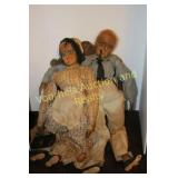Wax 12" tall man & women dolls in