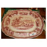20" pink & white ironstone platter