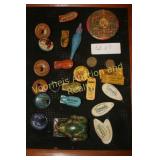 Collection of vintage metal tops, clickers &
