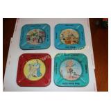 4 pinup tin ash trays