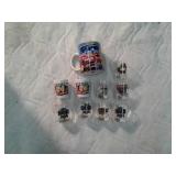 Nascar shot glasses and coffee mug