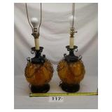 2 VTG GLASS LAMPS 33 1/2" H