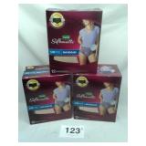 S/M DEPEND BRIEFS, 2 NEW BOXES OF 12, 1 BOX OF 10