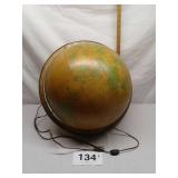 LARGE LIGHTED WORLD GLOBE WORKS - NO STAND