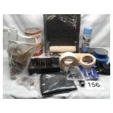 MISC PAINT ITEMS, CEILING FAN PARTS, LIGHT BULBS,