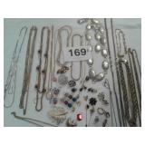 BAG OF COSTUME JEWELRY - SOME MISSING STONES OR