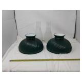 Milk glass lamp shades with chimneys one