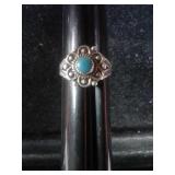 SZ.6 STERLING SILVER RING WITH TURQUOISE 3.1GRAMS