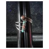 ADJUSTABLE STERLING SILVER &TURQUOISE RING