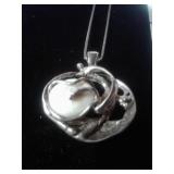STERLING SILVER-PEARL NECKLACE 7.8GRAMS
