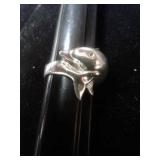 SZ.9 STERLING SILVER DOLPHIN RING 8.3GRAMS