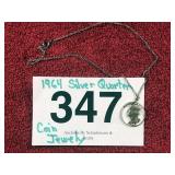 1964 SILVER QUARTER COIN JEWELRY