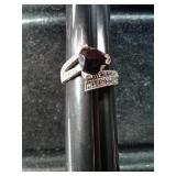 SZ.9 STERLING SILVER RING (GARNET JEWEL) 5.0GRAMS