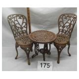13" CAST IRON TABLE AND 2 CHAIRS
