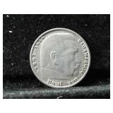 NATZI GERMANY SWASTIKA 5MARK SILVER COIN