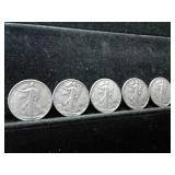 1937:1942S:1942:1944:1945S WALKING LIBERTY SILVER