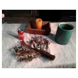 PRIMITIVE BOX:STONE CROCK:DECOR