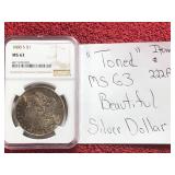 TONED BEAUTIFUL 1880 MORGAN SILVER DOLLAR