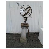 IRON sun dial on concrete stand 57in tall