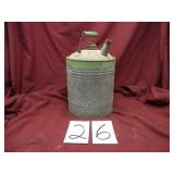 GALVANIZED CAN, GREEN WOOD HANDLE