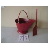 RED COAL BUCKET & SHOVEL