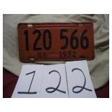 1952 OLD LICENSE PLATE