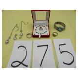 MISC. JEWELRY ITEMS, STERLING, TURQUOISE, ETC