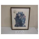 NORMAN ROCKWELL FRAMED PRINT & CLOCK
