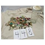 JAR OF MISC COSTUME JEWELRY
