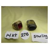 14KT. GOLD RING, STERLING RING
