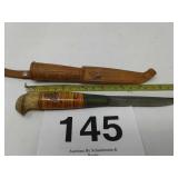 KNIFE W LEATHER SHEATH MADE IN FINLAND