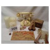 VTG VICTORIAN PHONE, BATTERY OPERATED CANDLES,