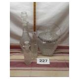 ANCHOR HOCKING WEXFORD ICE BUCKET, DECANTER