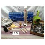 ICE CUBE TRAYS, MISC KITCHEN UTENSILS, IRON, ETC