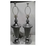 ART DECO RETRO 34" Tall GRAY & CHROME METAL HEAVY